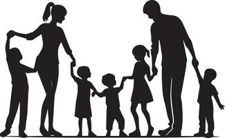 family silhouette isolated over white background editable vector illustration