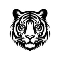 Roaring Tiger Emblem Vector Illustration of Head in Striking Silhouette Design