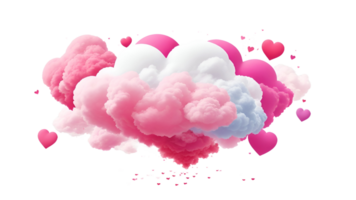 AI generated valentine's day cloud background with pink  hearts png