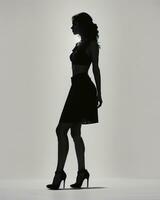 AI generated Silhouette of three women in black and white dresses, studio shot. ai generative photo