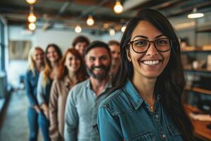 AI generated Group of business people having a meeting at creative office photo