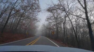 Driving on The Road During Beautiful Peak Autumn Fall Foliage Vibrant Colors Trees Leaves Arkansas Scenic Countryside video