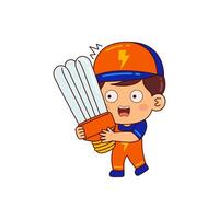 cute electrician boy cartoon character vector