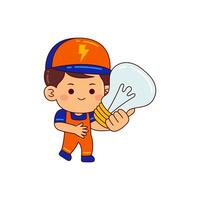 cute electrician boy cartoon character vector