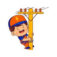 cute electrician boy cartoon character vector