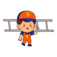 cute electrician boy cartoon character vector