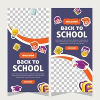 Vertical banner or stories social media template about education vector