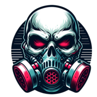 AI generated skull with gas mask on a transparent background png