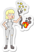 sticker of a cartoon female electrician png