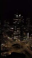 Aerial view of traffic in downtown Warsaw at night. video