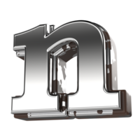 Silver Letter n Small 3d Rendering png