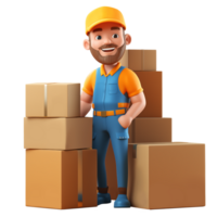 AI generated Man delivering package box, 3d design. Suitable for ecommerse and business png