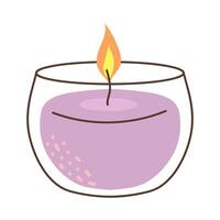 Aroma candle in a glass with a heart. Cartoon flat vector illustration.