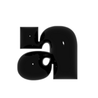 Black metal shiny reflective letter A 3D illustration png