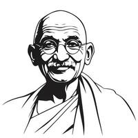 Mohandas Karamchand Gandhi or Mahatma Gandhi Sketch Art. Great Indian Freedom Fighter. Vector illustration