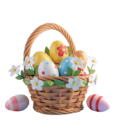 AI generated illustration 3d basket of egg for celebrate easter ai generated png