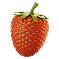 Fresh strawberry fruit icon on 3d rendering. 3d illustration of fruit icon png