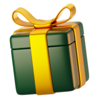 Gift box icon with gold ribbon on 3d rendering. 3d render new year icon concept png