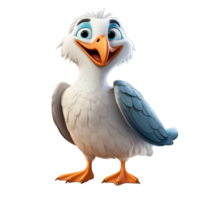 AI generated 3D Albatross cartoon character PNG white background