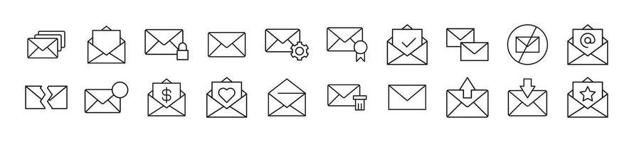 Envelope line icons collection. Editable stroke. Simple linear illustration for web sites, newspapers, articles book vector