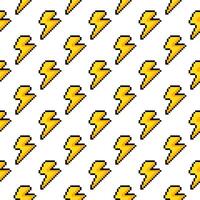 Pixel Yellow Thunder Seamless Pattern vector illustration