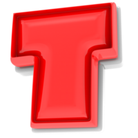 Red T 3d Text Render png