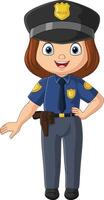 Cartoon police woman in uniform vector