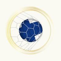 Finland scoring goal, abstract football symbol with illustration of Finland ball in soccer net. vector