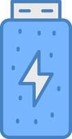 Battery Status Line Filled Blue Icon vector