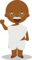 Gandhi cartoon character. Illustration. Kids History Collection. vector