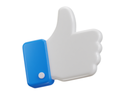 Thumbs up like icon 3d rendering illustration png