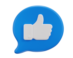 Thumbs up like icon 3d rendering illustration png