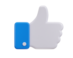 Thumbs up like icon 3d rendering illustration png