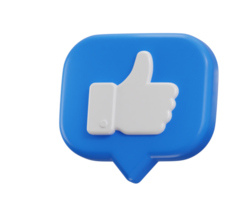 Thumbs up like icon 3d rendering illustration png