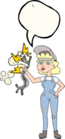 drawn speech bubble cartoon electrician woman png