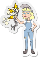 sticker of a cartoon electrician woman png