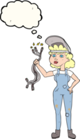 thought bubble cartoon electrician woman png