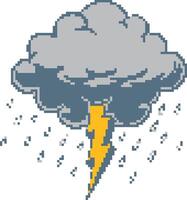 Storm Cloud Bolt Pixel Art Icon vector