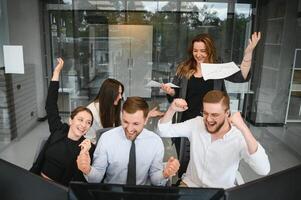 Business people working on project in office photo