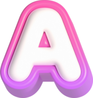 Letter A, Pink Cute 3D Lettering png