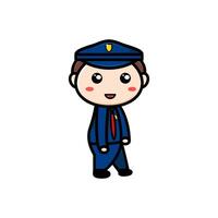 cute police character on white background vector