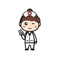 cute nurse character on white background vector