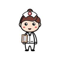 cute nurse character on white background vector