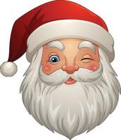 Cartoon santa claus head winking vector