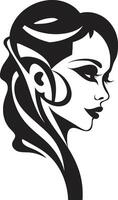 Ink Noir Impression Contemporary of Black Woman Face Silent Silhouette Minimalistic Abstract Woman Face Graphic vector