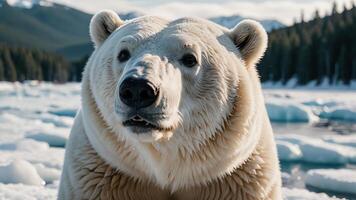 polar bear, animal portrait with Antarctic scenery and atmosphere photo