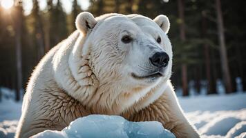 polar bear, animal portrait with Antarctic scenery and atmosphere photo