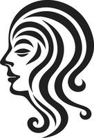 Sleek Shadow Portrait Elegant Black Woman Face Graphic Dark Reflections Chic Abstract Woman Face Symbol vector