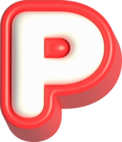 Letter P, 3d rendering uppercase alphabet png