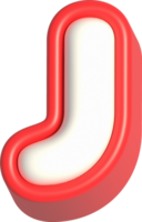 Letter J, 3d rendering uppercase alphabet png